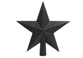 Ster kerstpiek | onbreekbaar | glitter zwart | 19cm