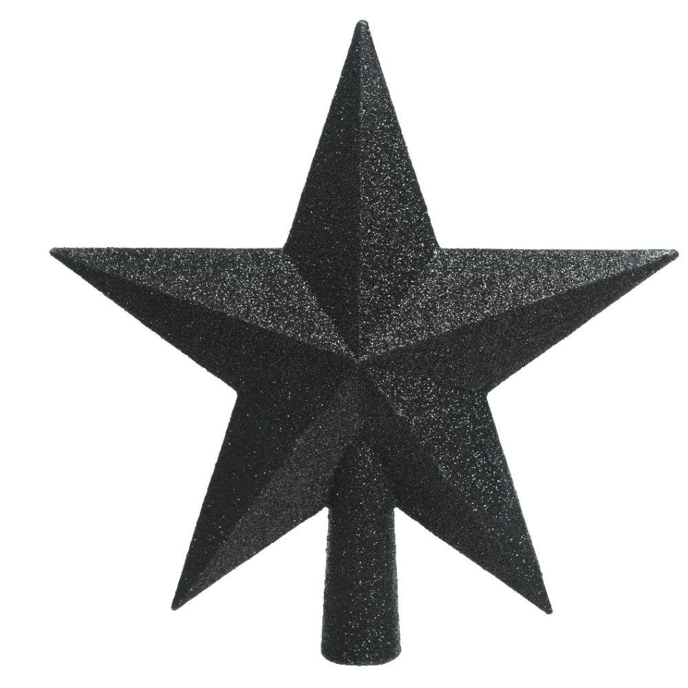 Ster kerstpiek | onbreekbaar | glitter zwart | 19cm