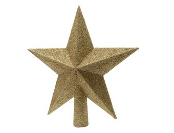 Ster kerstpiek | onbreekbaar | glitter licht goud | 19cm
