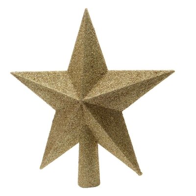 Ster kerstpiek | onbreekbaar | glitter licht goud | 19cm
