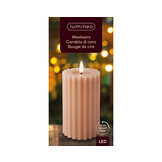 LED kaars | wax | lichtroze/warm wit | ø7,5x14,8cm