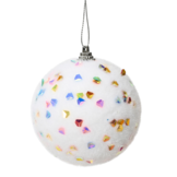 Gedecoreerde kerstbal ø8cm | op draad | winterwit