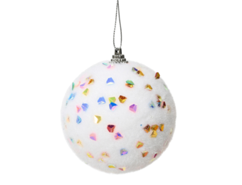 Gedecoreerde kerstbal ø8cm | op draad | winterwit