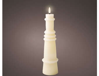 LED kaars | wax | crème/warm wit | ø6,7x26,8cm
