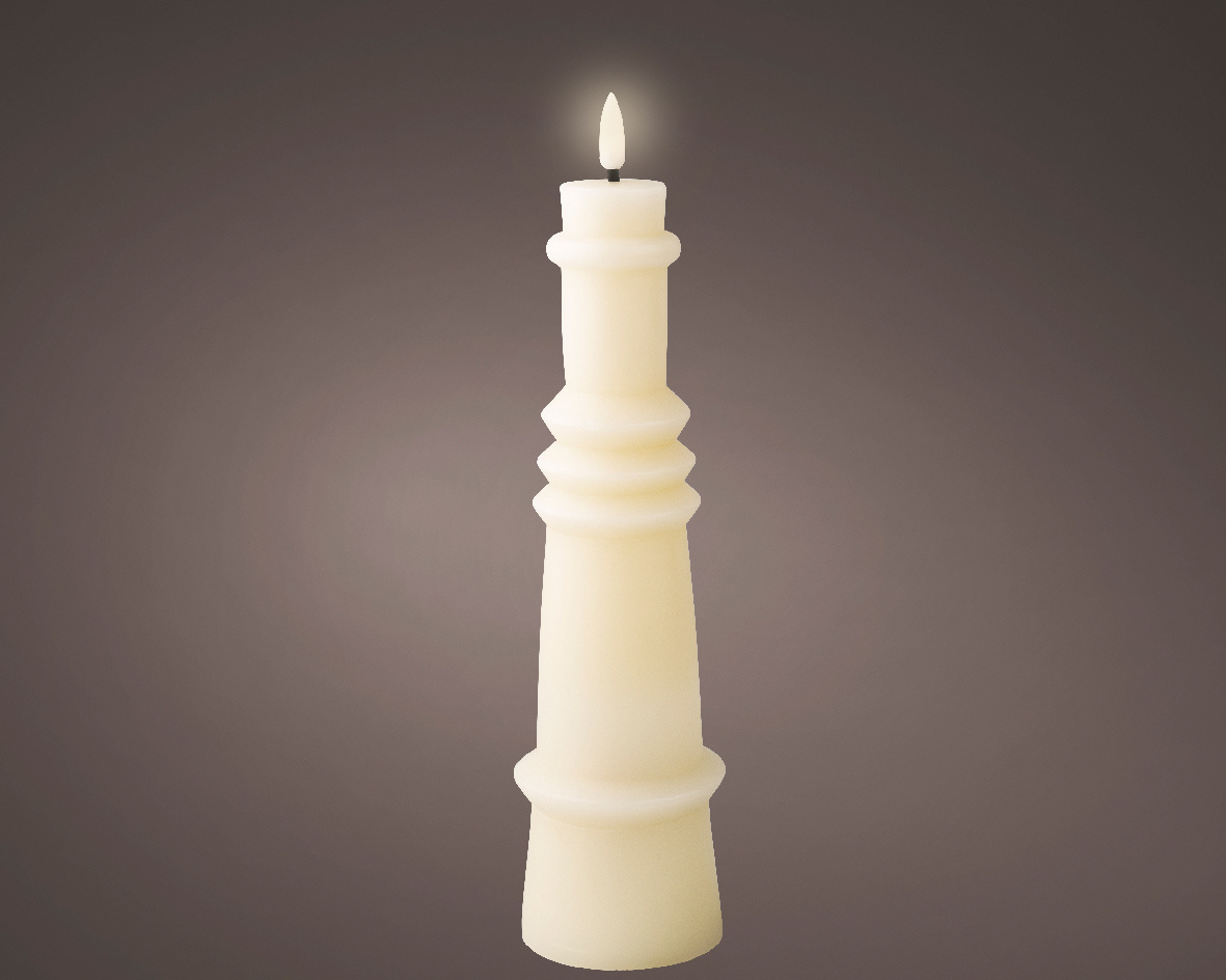LED kaars | wax | crème/warm wit | ø6,7x26,8cm