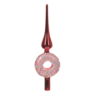 Gedecoreerde donut kerstpiek van glas | multicolor | 31cm
