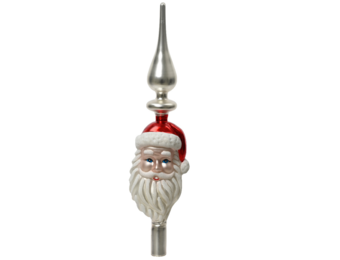 Gedecoreerde kerstman kerstpiek van glas | 34cm