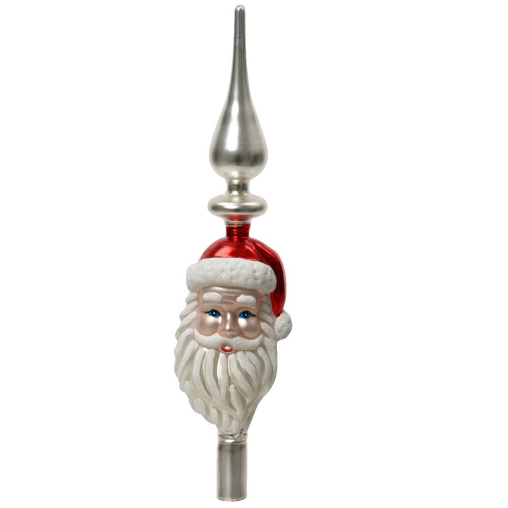 Gedecoreerde kerstman kerstpiek van glas | 34cm