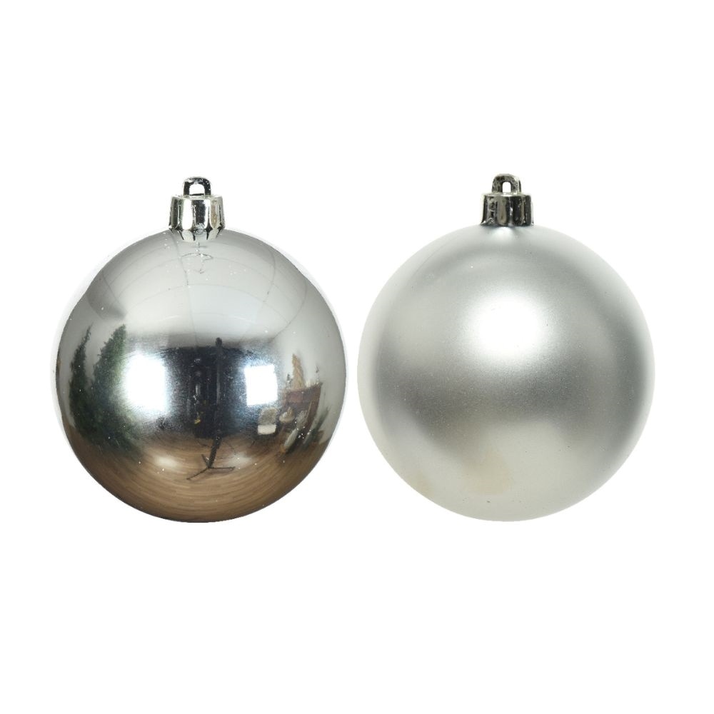 Kerstballen set 6-delig | zilver | kunststof/onbreekbaar | 8cm