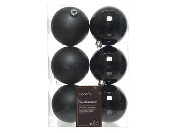 Kerstballen set 6-delig | zwart | kunststof/onbreekbaar | 8cm