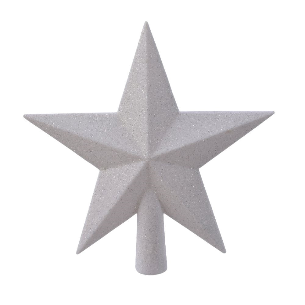 Kerstboom piek van glas | winterwit | 19cm