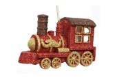 Kersthanger kerst locomotief | goud/rood | onbreekbaar | 7,5cm