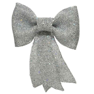 Kerststrik | polyester | zilver/glitters | 40cm