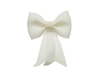 Kerststrik | polyester | wit/glitters | 30cm