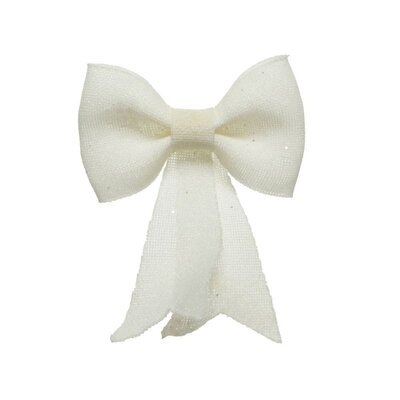 Kerststrik | polyester | wit/glitters | 30cm