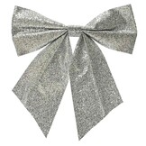 Kerststrik | polyester | zilver/glitters | set van 2 | 12cm