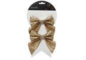 Kerststrik | polyester | goud/glitters | set van 2 | 16cm