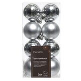 Kerstballen set 16-delig | zilver | kunststof/onbreekbaar | 4cm