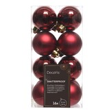 Kerstballen set 16-delig | ossenbloed | kunststof/onbreekbaar | 4cm