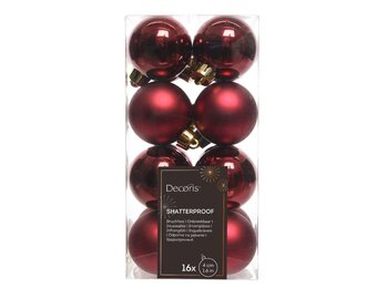 Kerstballen set 16-delig | ossenbloed | kunststof/onbreekbaar | 4cm