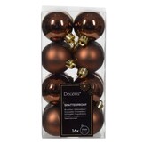 Kerstballen set 16-delig | espresso | kunststof/onbreekbaar | 4cm