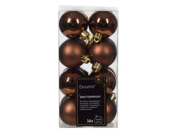 Kerstballen set 16-delig | espresso | kunststof/onbreekbaar | 4cm