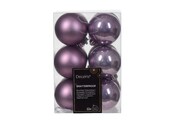 Kerstballen set 12-delig | kristal lila | kunststof/onbreekbaar | 6cm
