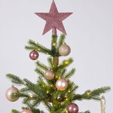 Kerstballen mixbox met piek 33-delig | roze en goud | kunststof/onbreekbaar | diverse maten