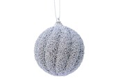 Gedecoreerde kerstbal ø8cm | foam | zilver met glitters