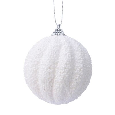 Gedecoreerde kerstbal ø8cm | foam | winterwit met glitters