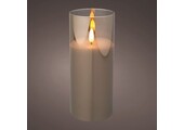 LED kaars | glas & wax | rookgrijs/warm wit | ø7,5x17,5cm