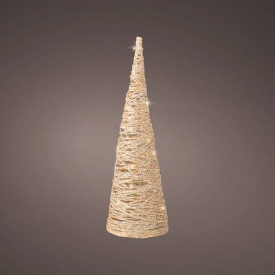 Mini kerstboom decoratief | goud | LED/warm wit | 38cm