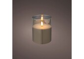 LED kaars | glas & wax | rookgrijs/warm wit | ø10x12,5cm
