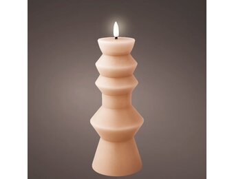 LED kaars | wax | lichtroze/warm wit | ø8,4x23cm