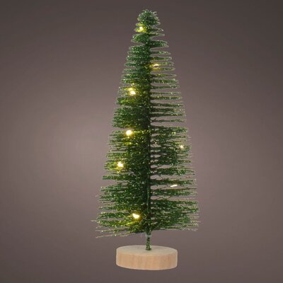 Mini kerstboom decoratief | groen | LED/warm wit | 20cm