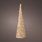 Kerstboom kegel met verlichting | papier | goud | LED/warm wit | 58cm