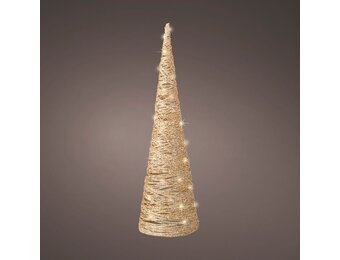 Kerstboom kegel met verlichting | papier | goud | LED/warm wit | 58cm
