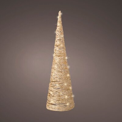 Kerstboom kegel met verlichting | papier | goud | LED/warm wit | 58cm