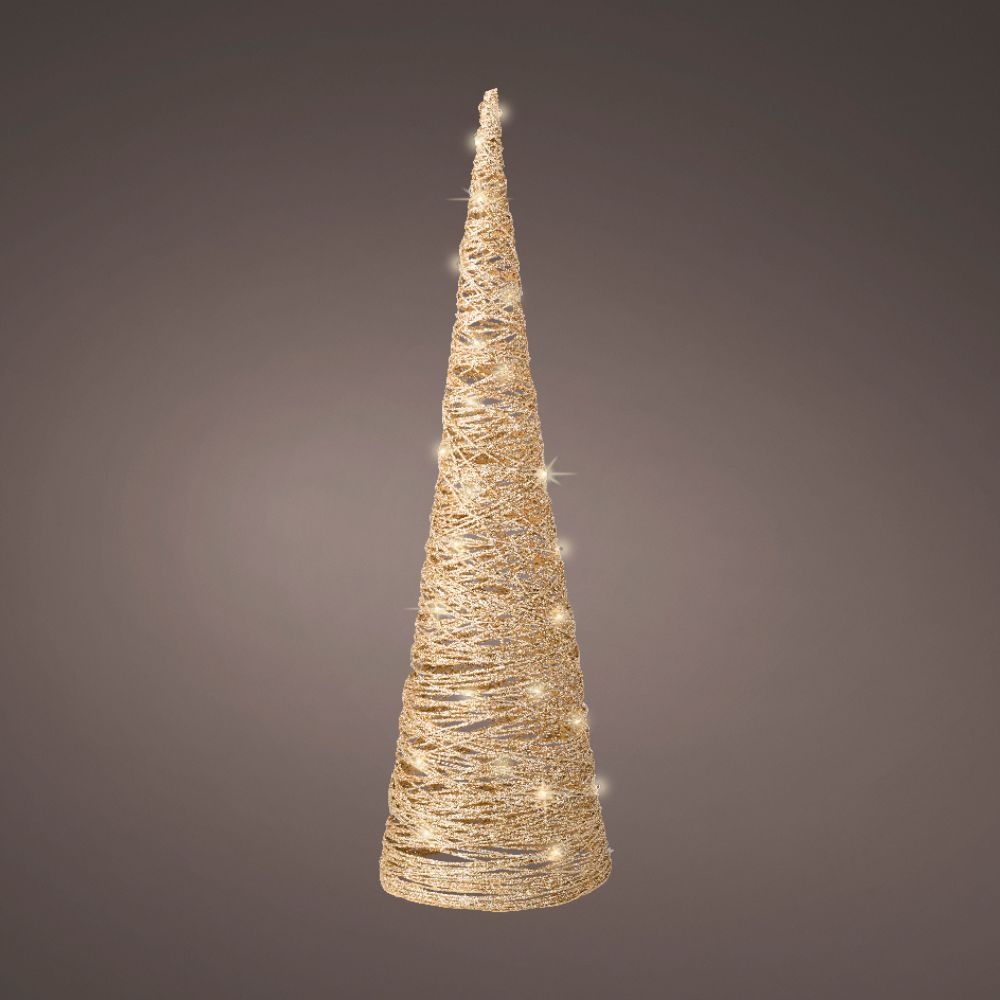 Kerstboom kegel met verlichting | papier | goud | LED/warm wit | 58cm