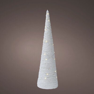 Kerstboom kegel met verlichting | papier | wit | LED/warm wit | 38cm