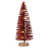 Mini kerstboom decoratief | rood | LED/warm wit | 20cm