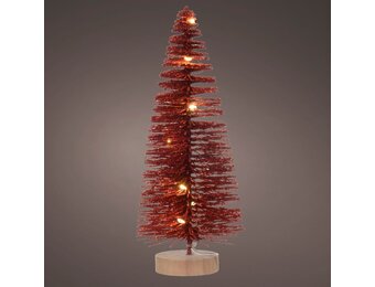 Mini kerstboom decoratief | rood | LED/warm wit | 20cm