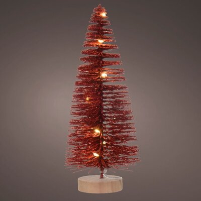 Mini kerstboom decoratief | rood | LED/warm wit | 20cm