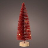Mini kerstboom decoratief | rood | LED/warm wit | 30cm