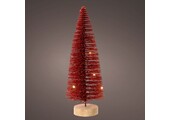 Mini kerstboom decoratief | rood | LED/warm wit | 30cm
