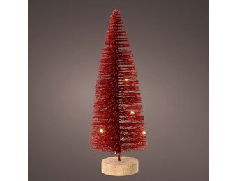 Mini kerstboom decoratief | rood | LED/warm wit | 30cm