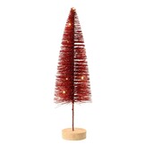 Mini kerstboom decoratief | rood | LED/warm wit | 40cm