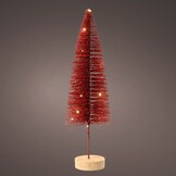 Mini kerstboom decoratief | rood | LED/warm wit | 40cm