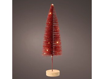 Mini kerstboom decoratief | rood | LED/warm wit | 40cm