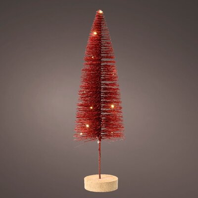 Mini kerstboom decoratief | rood | LED/warm wit | 40cm